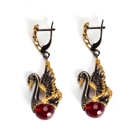 Серебряные серьги «Лебеди»