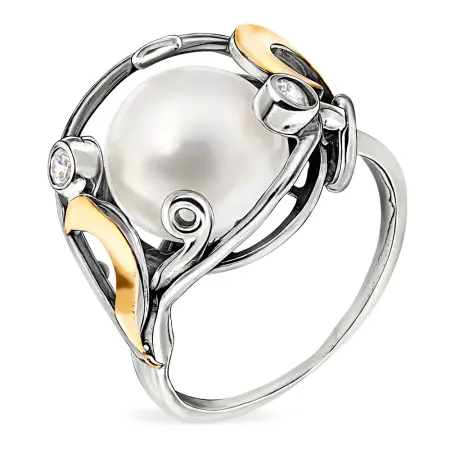 Кольцо серебряное с жемчугом