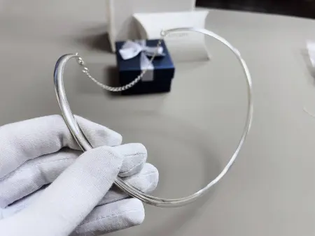 Серебряная гривна XL с цепочкой ширина 16 см