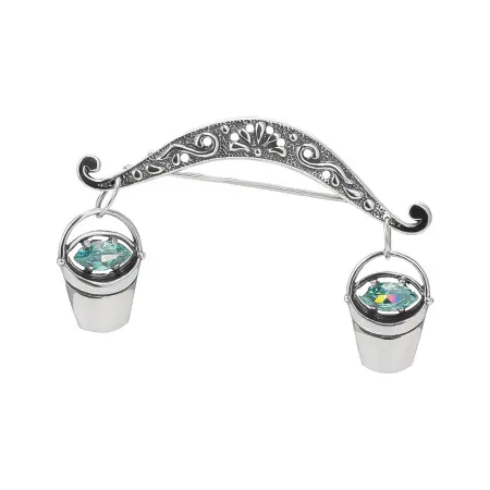 Серебряная брошь «Коромысло» с фианитом
