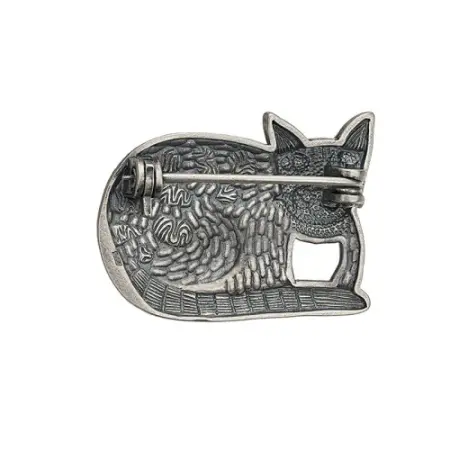 Брошь из серебра с эмалью «Кот»
