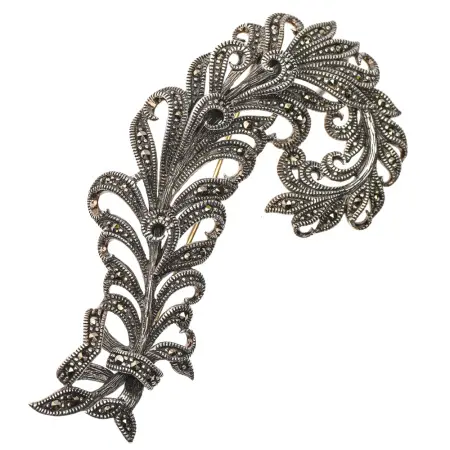 Серебряная брошь с марказитами