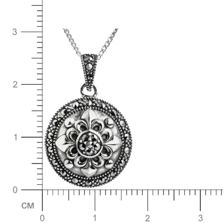 Серебряный кулон на цепи с марказитами Swarovski