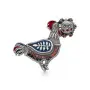 Брошь серебряная с фианитами «Курочка-Хранительница Очага»
