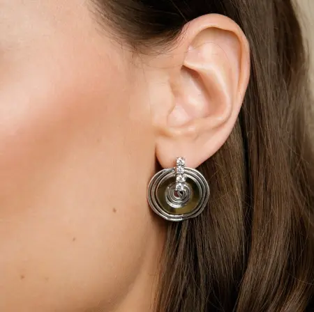 Серьги из серебра с фианитами и позолотой