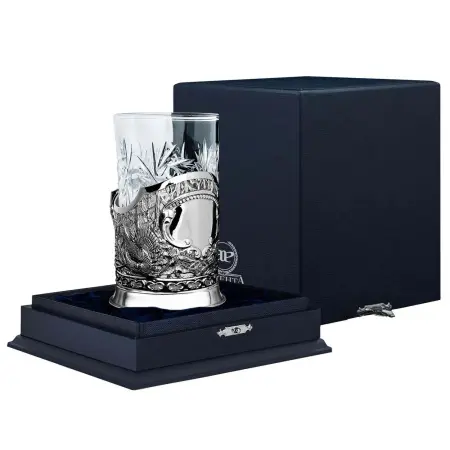 Серебряный подстаканник «Глухарь» литой с чернением