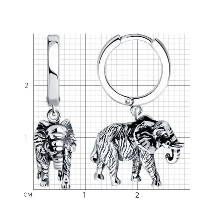 Серебряные серьги «Слон»