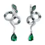 Серебряные серьги с фианитами «Змея»