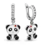 Серебряные серьги с эмалью «Панда»
