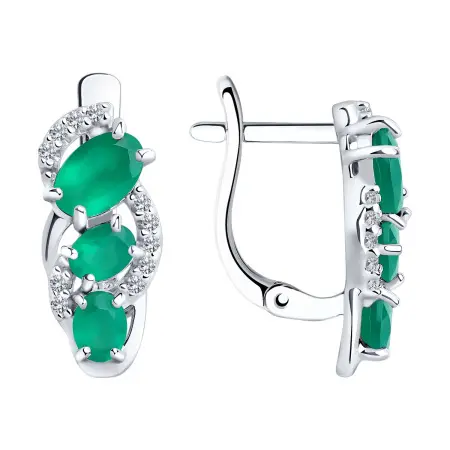 Серебряные серьги с агатами и фианитами