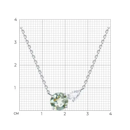 Колье из серебра с празиолитом и фианитом