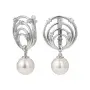 Серьги из серебра с фианитами и жемчугом