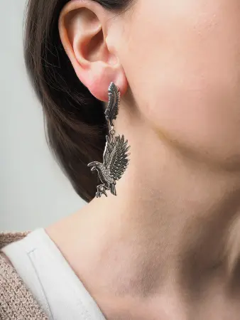 Серьги из серебра «Ворон»