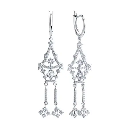 Серьги из серебра с фианитами «Избушка на курьих ножках»