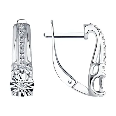 Серьги из серебра с бриллиантами и фианитами