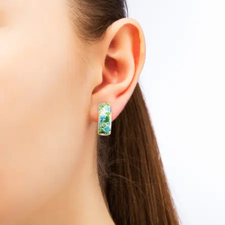 Серьги из серебра с эмалью «Незабудки»