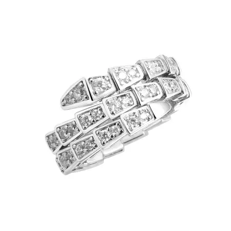 Кольцо из серебра с фианитами «Змея»