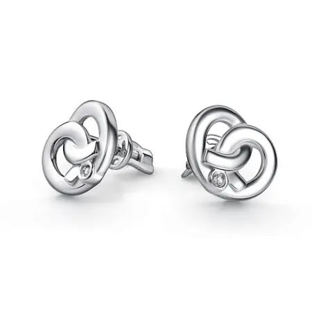 Серьги-пусеты из серебра с фианитами «Крендель»