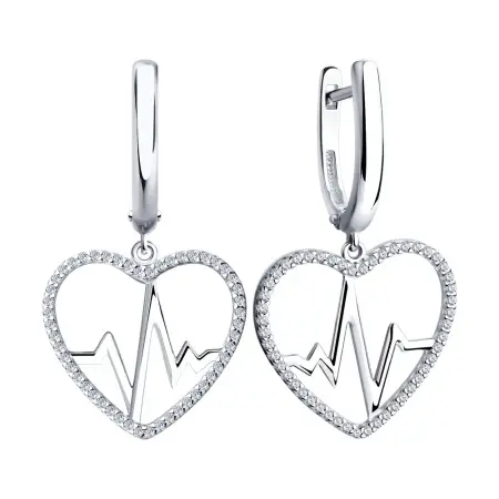 Серьги из серебра с фианитами