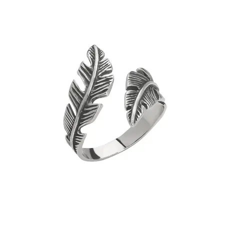 Кольцо из серебра «Перо» безразмерное