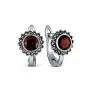 Серебряные серьги с гранатом и марказитами
