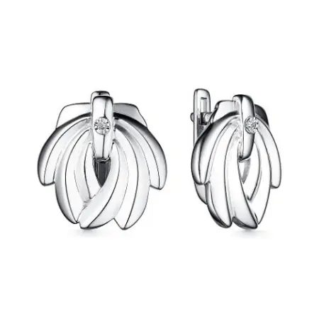 Серебряные серьги с бриллиантом
