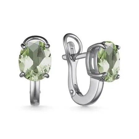 Серьги из серебра с празиолитом