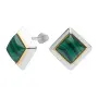 Серебряные серьги-гвоздики с малахитом