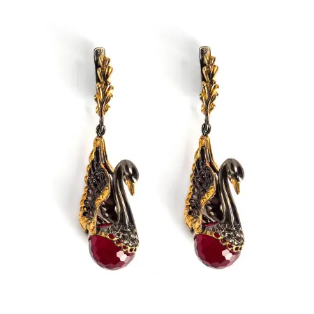 Серебряные серьги «Лебеди»