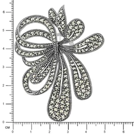 Серебряная брошь Alexandre Vassiliev с марказитами Swarovski