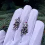 Серьги из серебра 925 Новый кот и елка
