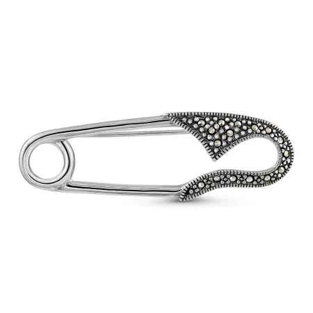 Серебряная брошь «Булавка» с марказитами