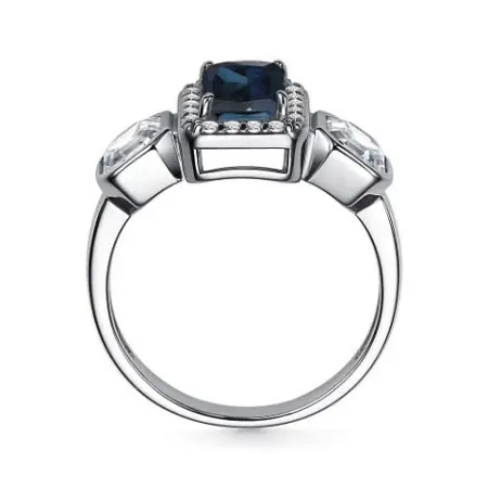 Кольцо из серебра с топазом и фианитами