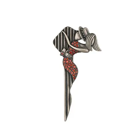 Серебряная брошь «Страсть в стиле Гетсби» с фианитами