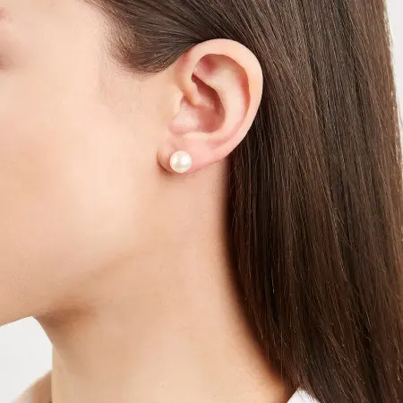 Серьги пуссеты с жемчугом из серебра