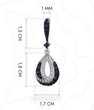 Серебряная подвеска с сапфиром и фианитами
