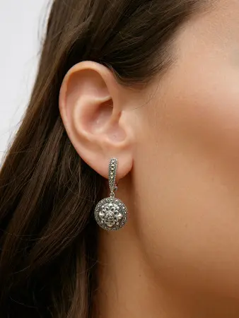 Серебряные серьги ALEXANDRE VASSILIEV с марказитами Swarovski