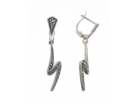 Серебряные серьги с марказитами «Молния»