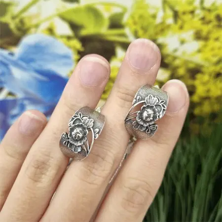 Серебряные серьги «Пион большой»