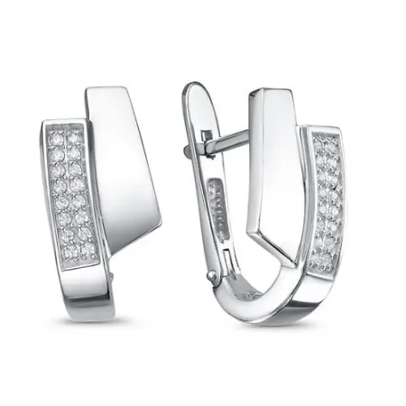 Серьги из серебра с фианитами