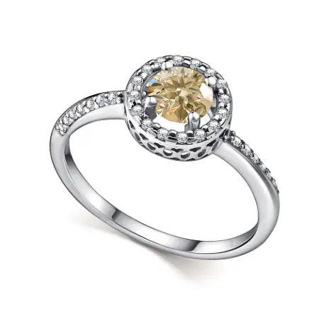 Кольцо из серебра с муассанитом и фианитами