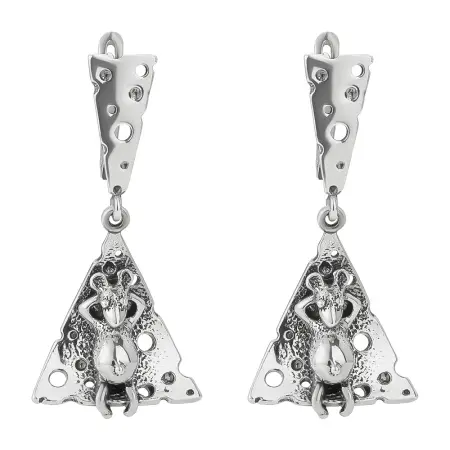 Серебряные серьги «Ланч» мышь и сыр