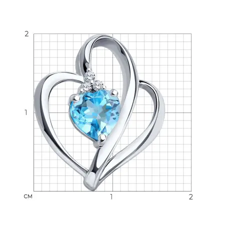 Серебряная подвеска с топазом и фианитами