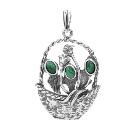 Подвеска из серебра «Корзинка с цветами»