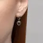 Серьги из серебра с гранатами и фианитами «Сердце»