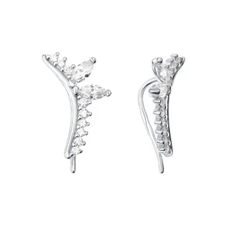 Серьги клаймберы из серебра с фианитами