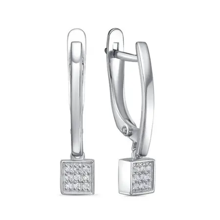 Серьги из серебра с фианитами