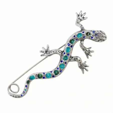 Серебряная брошь «Ящерица»