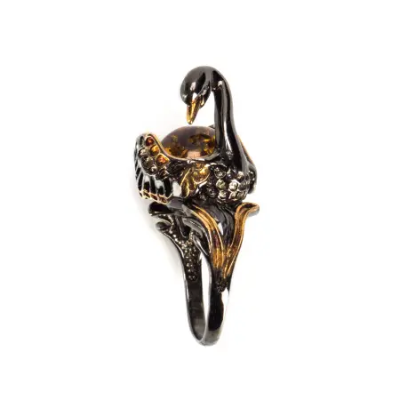 Серебряное кольцо «Лебедь»