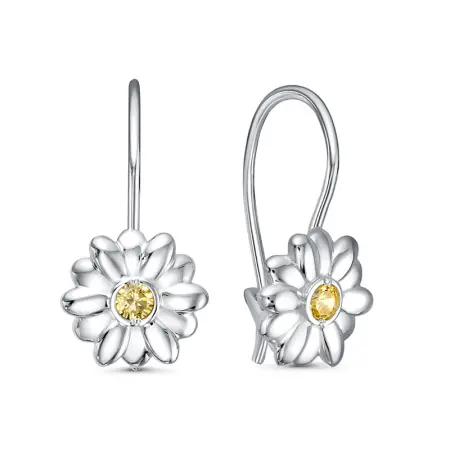 Серьги из серебра с фианитами «Цветы»